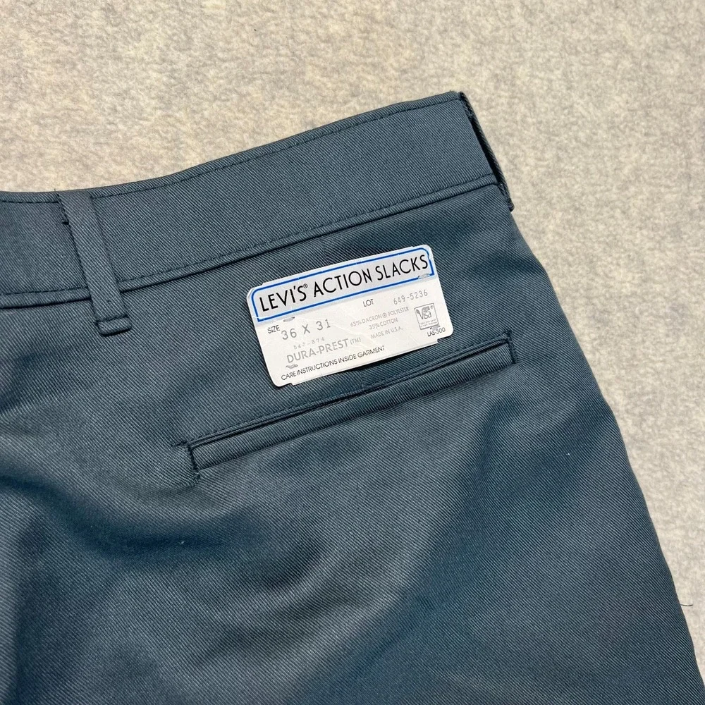 NWT Levi's‎ Mens Dress Pants Action Slacks Blue Dura Prest Flat Front USA 36x31
